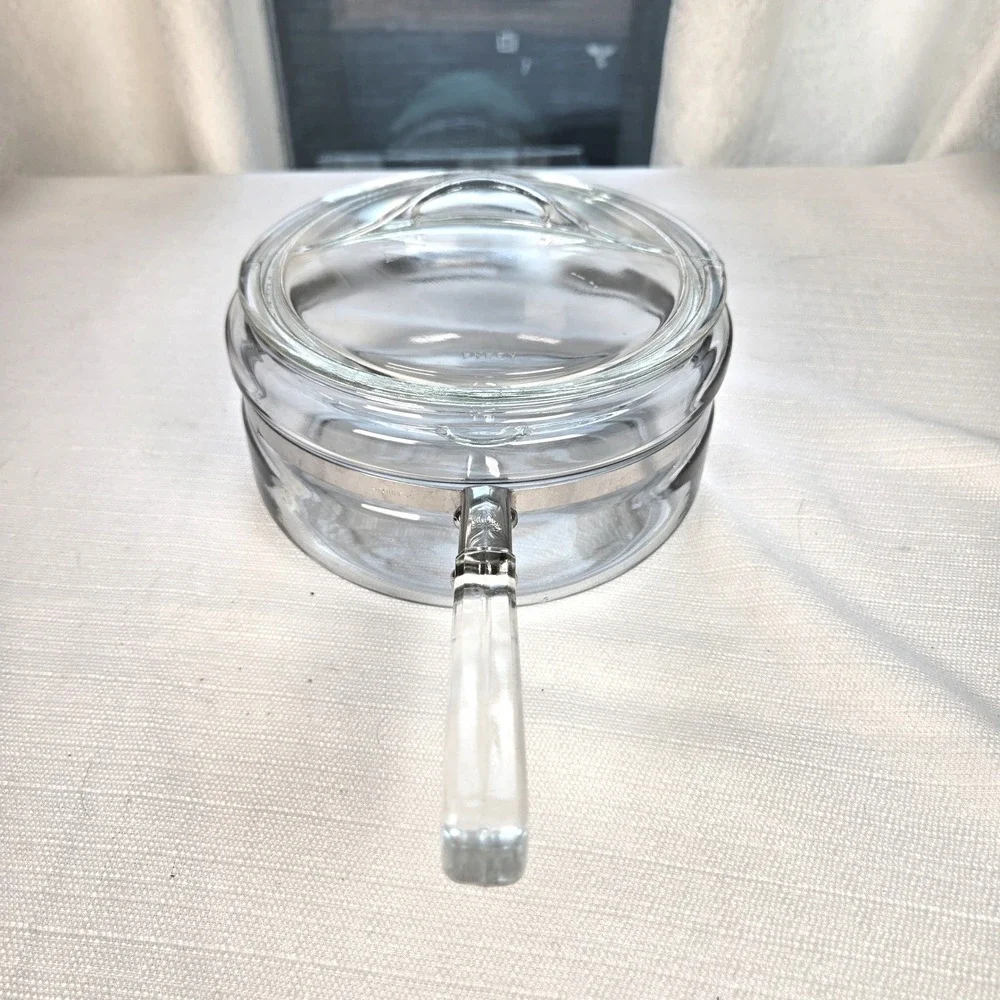 Vintage Pyrex Stovetop Flameware Clear Glass‎ 1.5 Quart Saucepan with Lid